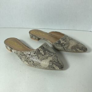 ccocci Mule Flat Sandals Womens Size 7 Faux‎ Snake Pointed Toe Slides Slip On C3